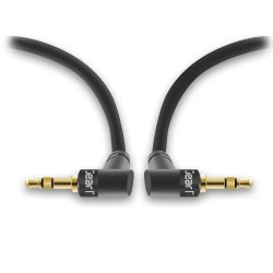 Gearit GI-35MM-DRA-BK-2FT Right Angle Gold Plated 3.5MM Auxiliary Audio Stereo Male To Male Cable - 2 Feet - Black