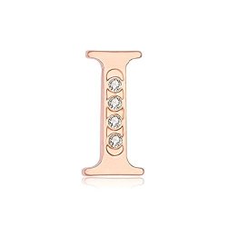 Noumanda Rose Gold Plated Fashion 26 Charm Initial Letters Brooch Crystal Pins Big Brooches Letter C D K Broches I