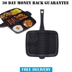 Royalty Line 32cm Marble Coating 4-in-1 Grill & Fry Pan Black Swiss Made