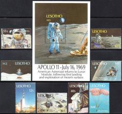 Lesotho - 1989 20th Anniversary Of First Moon Landing Set & Ms Mnh Sg 915-923
