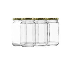 Consol Round Glass Jar With Gold Lid 375ML - 6PK