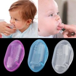 1pc Soft Silicone Finger Toothbrush For Babies - Pink