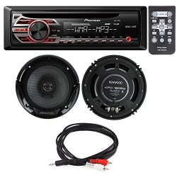 Pioneer DEH-150MP Single Din Car Stereo With MP3 Playback+ Kenwood KFC-1665S 6.5" New 300W 2-WAY Car Audio Coaxial Speakers Stereo + Male 3.5 Mm