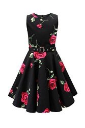 KIDS Blackbutterfly 'audrey' Vintage Infinity 50'S Girls Dress Large Red Roses 9-10 Yrs