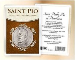 Catholic - St Pio Pocket handbag Token With Holy Card