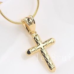 Unisex 18k Yellow Gold Filled Cross Pendant Necklace With Chain. Lovely