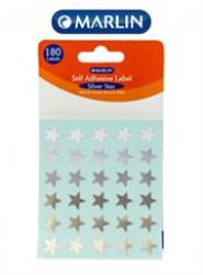 Marlin Self Adhesive Labels 180 Silver Stars Single Pack