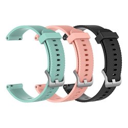 Betterconn Replacement Wristband Soft Silicone Watch Band Strap Bracelet For Garmin Vivomove Hr & Vivoactive 3 Smart Watch Gear Sport S2 Classic 3PACK A
