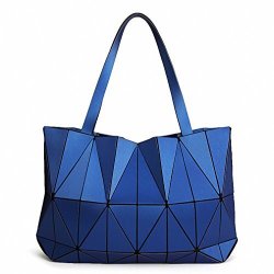 New Design Tote Bags Geometric Women Folded Handbags Matt Color Geometry Female Handbag Fashion Triangle Bag Blue