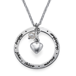 N117 - Sterling Silver Personalized Necklace With Any Inscription Or Names And Birthstone - 40CM