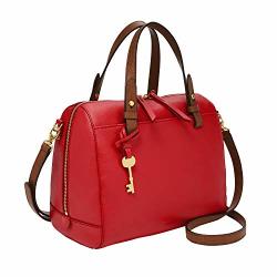 Women's Fossil Rachel Leather Satchel Handbag Red 10L X 5.75W X 8H
