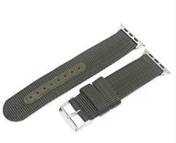ISank-store Isank Nylon Canvas Fabric Sport Edition Soft Replacement Watch Band Straps For Apple Iwatch 42MM With Metal Clasp And Connector Army Green