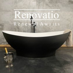 Renovatio Polished White Midnight Quartz Freestanding Bath
