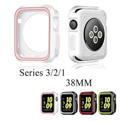 Apple Watch Case 38MM Didadi Iwatch Case Cover Protector Shock-proof Scratch-resistant Iwatch Bumper Cover For Apple Watch Series 3 2 1 Nike Sport Edition - White Pink