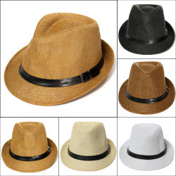 Unisex Braid Fedora Trilby Gangster Cap Beach Sun Straw Panama Hat