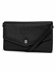 Timberland Rfid Leather Wallet Phone Bag With Detachable Crossbody Strap Black Pebble