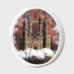 Silent Wall Clock Non Ticking Metal Frame HD Glass Cover Medieval Decor Fairy Magic Castle On The Hill Middle Age Tales Unusual Facts In