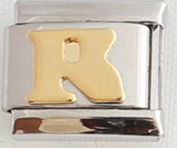 Italian Charm - Gold Plated Letter R