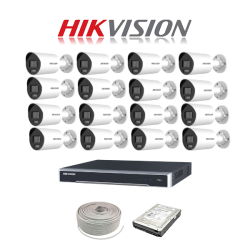 Hikvision 16CH Ip Colorvu Nvr Kit - 16CH 4K Nvr - 16 X 4MP Ip Colorvu Cameras - 2TB Hdd -100M Cable - Colour