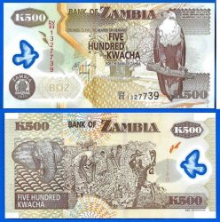 Zambia 500 Kwacha 2011 Unc Prefix Dv Polymer Africa Banknote Aigle Banknote