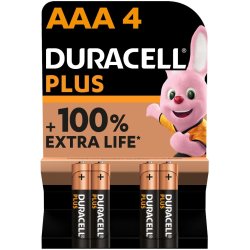 Duracell Plus Aaa Alkaline Batteries 4 Pack New with Extra Life