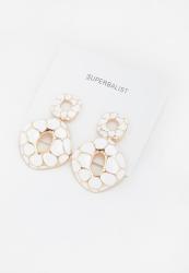 Superbalist Marbled Drop Earrings- White & Gold
