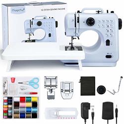 Magicfly Portable Sewing Machines, 12 Built-in Stitches Mini Sewing Machine  for Beginner with Reverse Sewing, 3 Replaceable Feet, Extension Table