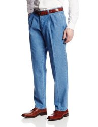 Lee Men's Stain Resistant Relaxed Fit Pleated Denim Pant Stonewash 38W X 32L