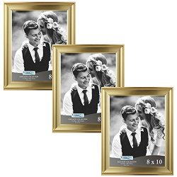 Icona Bay 8 By 10 Picture Frames 8X10 3 Pack Gold Photo Frames Wall Mount Hangers And Table Top Easel Included Landscape As 10X8