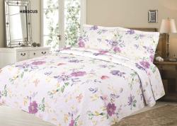 Simon Baker Printed Quilted Bed Spread Hibiscus Various Sizes - King - 270CM X 270CM + 2 Pillowcases 50CM X 70CM + 5CM Hibiscus