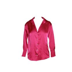Cerise Pink Formal Satin Button Shirt
