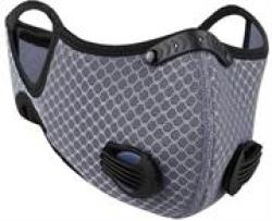 Reusable 3D Structured Dual Valve Sport Mask With Earloop And Velcro Behind The Head Tie Back Colour Grey - Masks Are Washable Reusable