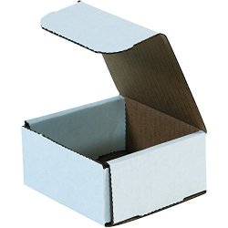 Boxes Fast BFM442 Corrugated Cardboard Mailers 4 X 4 X 2 Inches Tuck Top One-piece Die-cut Shipping Cartons Small White Mailing Boxes Pack Of 50