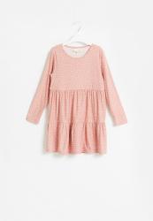 Younger Girls Long Sleeve Tier Dress - Patterned