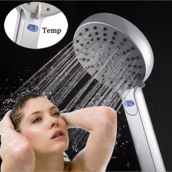 Five Modes Outlet Handheld Showerhead With Temperature Display Bathroom Water Saving Shower Head