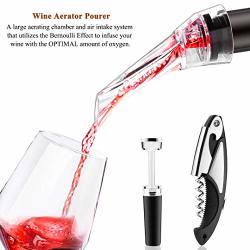 Wine Aerator Pourer Set Geweden Premium Wine Air Aerator With Waiter's Corkscrew Vacuum Stopper- All-in-one Corkscrew Wine Opener Kit