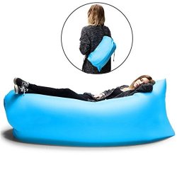 Inflatable Lounger Air Sofa With Portable Package For Travelling Camping Hiking Pool And Beach Parties Blue