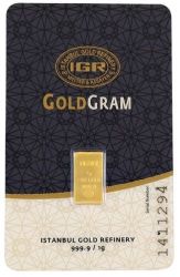 1 Gram 9999 Fine Pure Gold Bar.