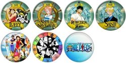 One Piece Anime Character Pinback Buttons Badges pin 1 Inch 25MM Set Of 7 New
