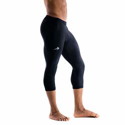 Men's Compression Capris Pants Base Layer Running Tights Workout Leggings Men Black Medium
