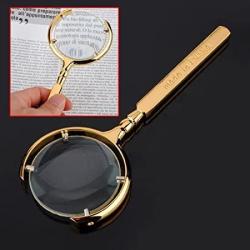 Water & Wood 5X Gold Hand Held Handle Handy Optical Glass Reading Magnifier Magnifying Jewellery Eye Loupe Tool