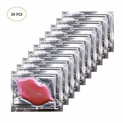 Adofect 30 Pieces Collagen Crystal Pink Lip Care Gel Masks Mouth & Lips Age Defying Masques - Concentrated Lip Mask With Collagen & Glycerin