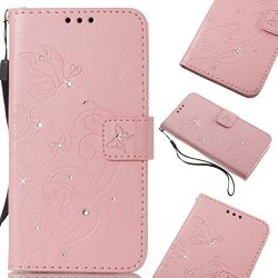 Alfort Samsung Galaxy A3 2017 Case Samsung Galaxy A3 2017 Cover Embossed Phone Case Cover Rhinestone Bling Flip Pu Case For Samsung Galaxy A3