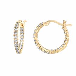 Pavoi 14K Gold Plated 925 Sterling Silver Post Cubic Zirconia Hoop Earrings Yellow Gold Hoops