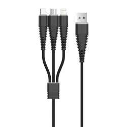 DEVIA Nylon Braided 3 In 1 Charging Cable - Black