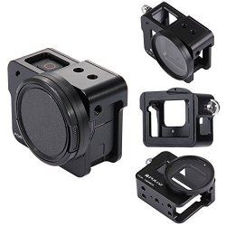 Puluz Gopro HERO6 5 Cnc Aluminum Alloy Housing Shell Case Protective Cage With Insurance Frame & 52MM Uv Lens Black