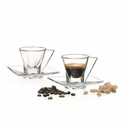 Rcr - Luxion Eco-crystal Glass Fusion Espresso Set 2 Cups And Saucers