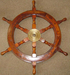 Nautical Ships Steering Wheel Rosewood And Brass. 45cm Diameter Nb6