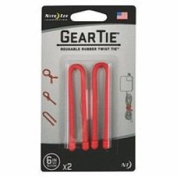 Nite-ize Gear Tie Reusable Rubber Twist Tie 6 In 2 Pack Red