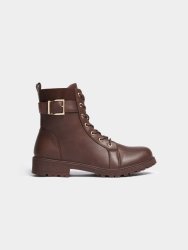 Women&apos S Brown Lace Up Military Boots